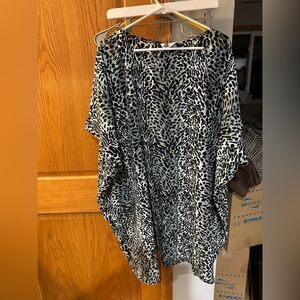Chic Monochrome Animal Print Blouse